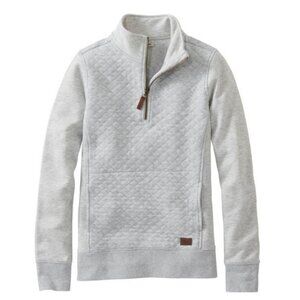 LL Bean Women's Quilted Quarter-Zip Gray Pullover- XL Tall